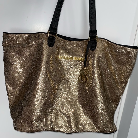 Victoria Secret Gold Glitter Sparkly Tote - Picture 3 of 16